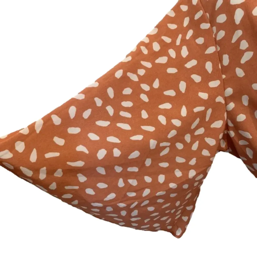 Spring time Dress Coral/Cream w/ belt flared sleeves, matching belt, V- neck MED - Picture 4 of 8